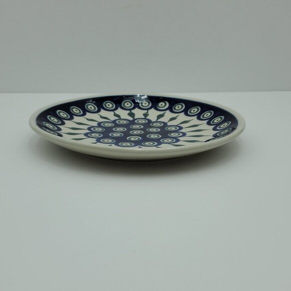 Polish Pottery Peacock Leaves Salad Plate Peacock Dessert Plate Bread Plate - Picture 3 of 4